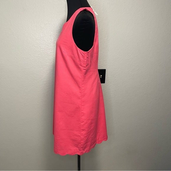 NWT J.Crew Scalloped Linen Blend Shift Dress in Guava Pink Rose Size 12 - Picture 3 of 8